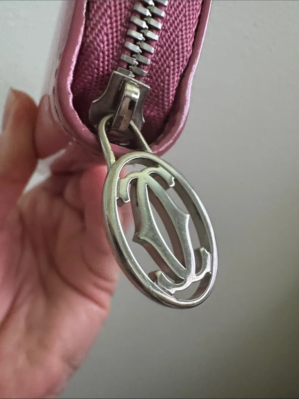 Cartier Happy Birthday Pink Patent Leather Zip Wallet EUC